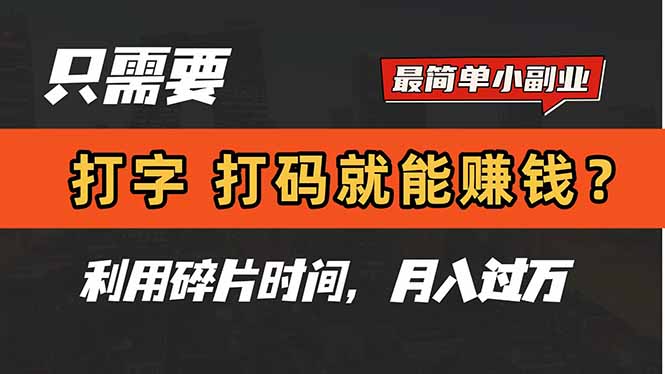只需要打字，打码，就能赚钱？简单的赚钱小副业，利用碎片时间，月入过万-云推网创项目库