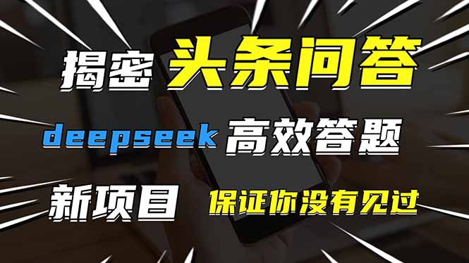 头条问答，刚出的新玩法！保证你没见过！用DeepSeek去高效答题，一个账…-云推网创项目库