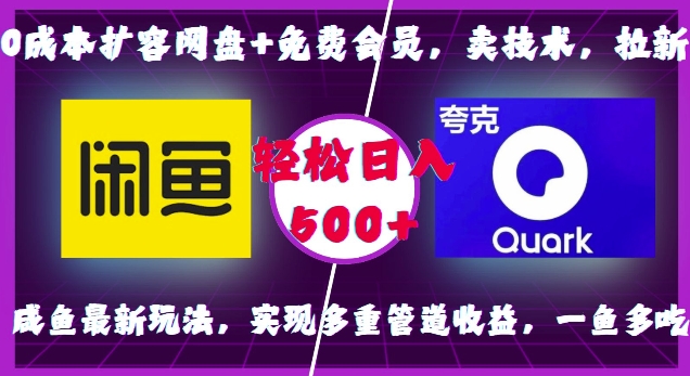 0成本扩容网盘+免费会员，卖技术，拉新，咸鱼最新玩法，实现多重管道收益，一鱼多吃，轻松日入500+-云推网创项目库