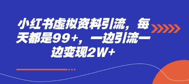 小红书虚拟资料引流，每天都是99+，一边引流一边变现2W+-云推网创项目库