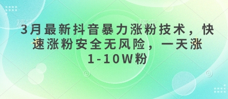3月最新抖音暴力涨粉技术，快速涨粉安全无风险，一天涨1-10W粉-云推网创项目库
