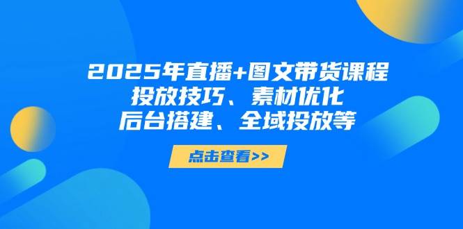 2025年短视频图文带货+直播带货：投放技巧、素材优化、后台搭建、全域投放等-云推网创项目库
