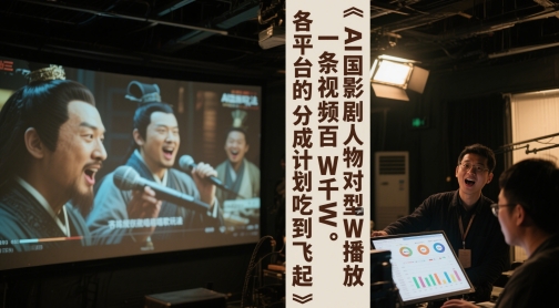 AI三国影视剧人物对口型唱歌玩法，一条视频百W千W播放，各平台的分成计划吃到飞起-云推网创项目库