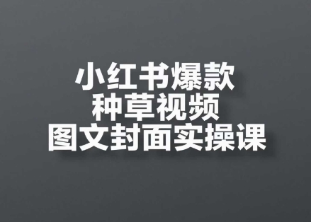 小红书爆款种草视频图文封面实操课，​开店、选品、引流、变现全流程-云推网创项目库