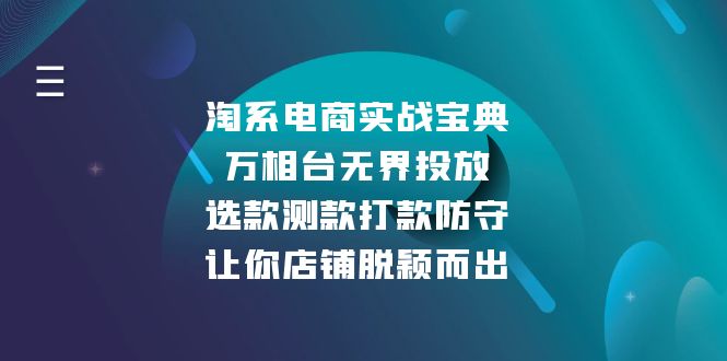 淘系电商实战宝典：万相台无界投放，选款测款打款防守，让你店铺脱颖而出-云推网创项目库