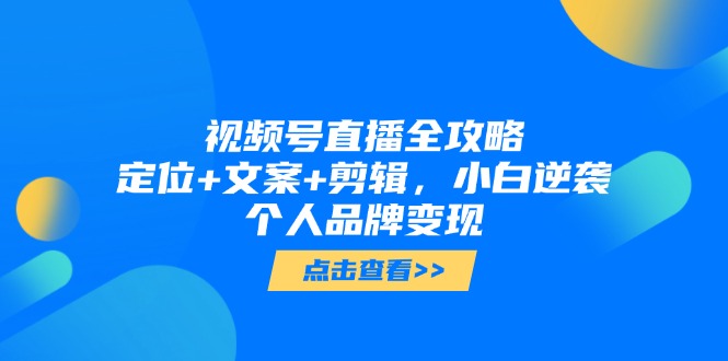视频号直播全攻略，定位+文案+剪辑，小白逆袭个人品牌变现-云推网创项目库