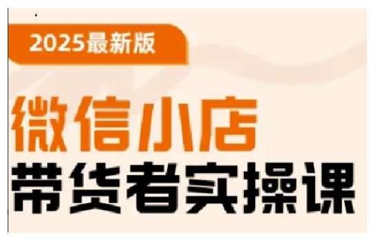 2025最新版微信小店带货者实操课，基础操作到高级运营技巧，快速上手-云推网创项目库