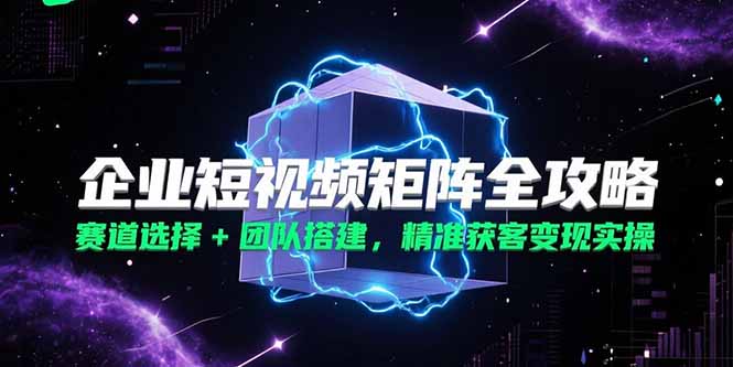 企业短视频矩阵全攻略，赛道选择+团队搭建，精准获客变现实操-云推网创项目库