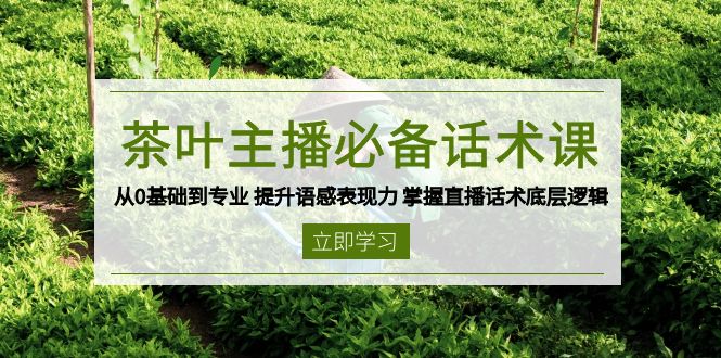 茶叶 主播必备话术课 从0基础到专业 提升语感表现力 掌握直播话术底层逻辑-云推网创项目库