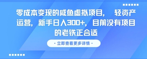 零成本变现的咸鱼虚拟项目， 轻资产运营，新手日入3张+，目前没有项目的老铁正合适-云推网创项目库
