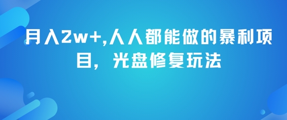 月入2w+，人人都能做的暴利项目，光盘修复玩法-云推网创项目库