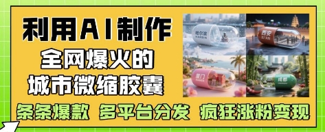 利用AI制作全网爆火的城市微缩胶囊，条条爆款， 多平台分发，疯狂涨粉变现-云推网创项目库