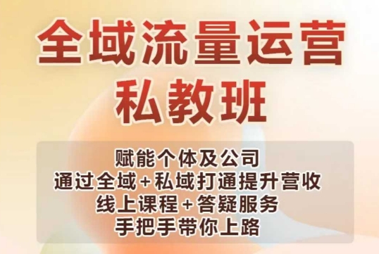 全域流量运营操盘课，赋能个体及公司通过全域+私域打通提升营收-云推网创项目库