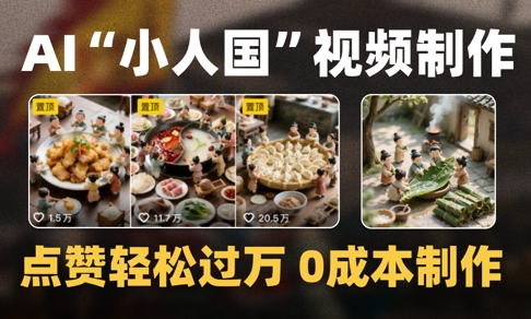 爆款1000W+播放微缩景观迷你小人国AI视频0成本制作全流程教学-云推网创项目库