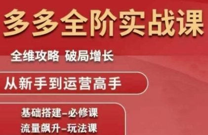 拼多多全阶实战课程，全维攻略，破局增长，从新手到运营高手-云推网创项目库