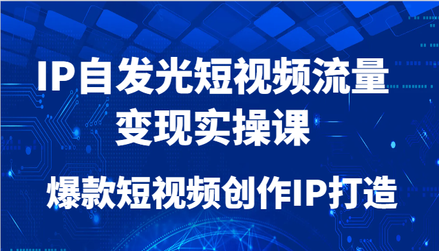 IP自发光短视频流量变现实操课，爆款短视频创作IP打造-云推网创项目库