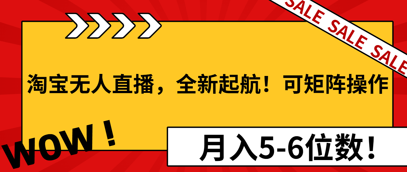 淘宝无人直播，全新起航！可矩阵操作，月入5-6位数！-云推网创项目库