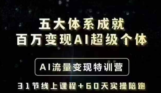 五大体系成就百万变现AI超级个体- AI流量变现特训营，一步一步教你一个人怎么年入百W-云推网创项目库