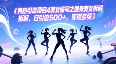 男粉引流项目4美女账号之健身美女拆解，日引流500+，变现多张-云推网创项目库