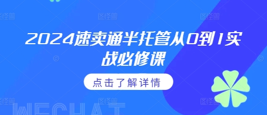 2024速卖通半托管从0到1实战必修课，掌握通投广告打法、熟悉速卖通半托管的政策细节-云推网创项目库