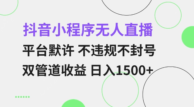 抖音小程序无人直播 平台默许 不违规不封号 双管道收益 日入多张 小白也能轻松操作【仅揭秘】-云推网创项目库