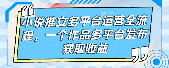 小说推文多平台运营全流程，一个作品多平台发布获取收益-云推网创项目库