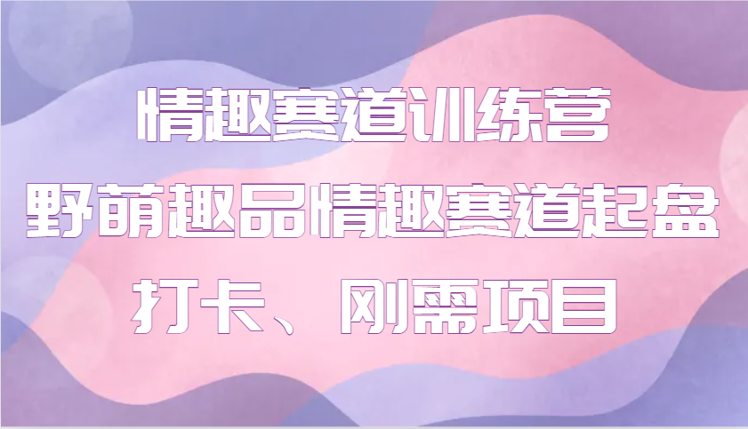 情趣赛道训练营 野萌趣品情趣赛道起盘打卡、刚需项目-云推网创项目库