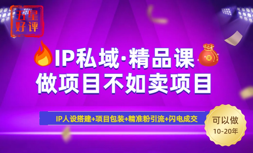 2025年“IP私域·密训精品课”，日赚3000+小白避坑年赚百万，暴力引流…-云推网创项目库