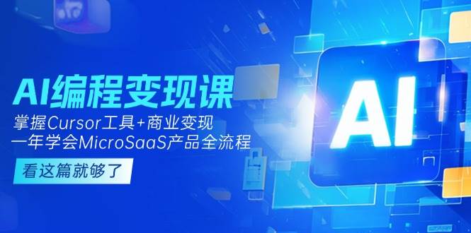 AI编程变现课：掌握Cursor工具+商业变现，一年学会MicroSaaS产品全流程-云推网创项目库
