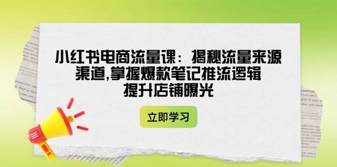 小红书电商流量课：揭秘流量来源渠道,掌握爆款笔记推流逻辑,提升店铺曝光-云推网创项目库