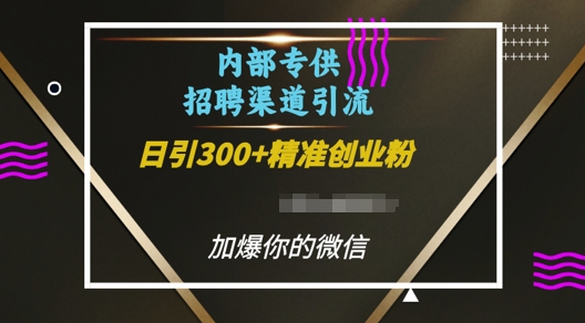 内部招聘渠道日引流300+创业粉，加爆你的微信【揭秘】-云推网创项目库