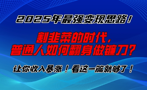 2025年最强变现思路，割韭菜的时代， 普通人如何翻身做镰刀？【揭秘】-云推网创项目库