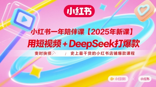 小红书一年陪伴课【2025年新课】，用短视频+deepSeek打爆款，史上最干货的小红书店铺爆款课程-云推网创项目库