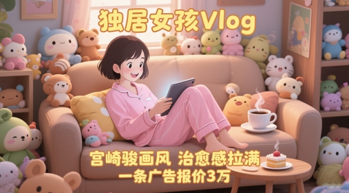 单个账号涨粉71W！用AI制作独居女孩Vlog，宫崎骏画风，治愈感拉满，一条广告报价3W-云推网创项目库