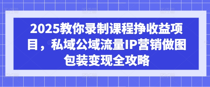 2025教你录制课程挣收益项目，私域公域流量IP营销做图包装变现全攻略-云推网创项目库